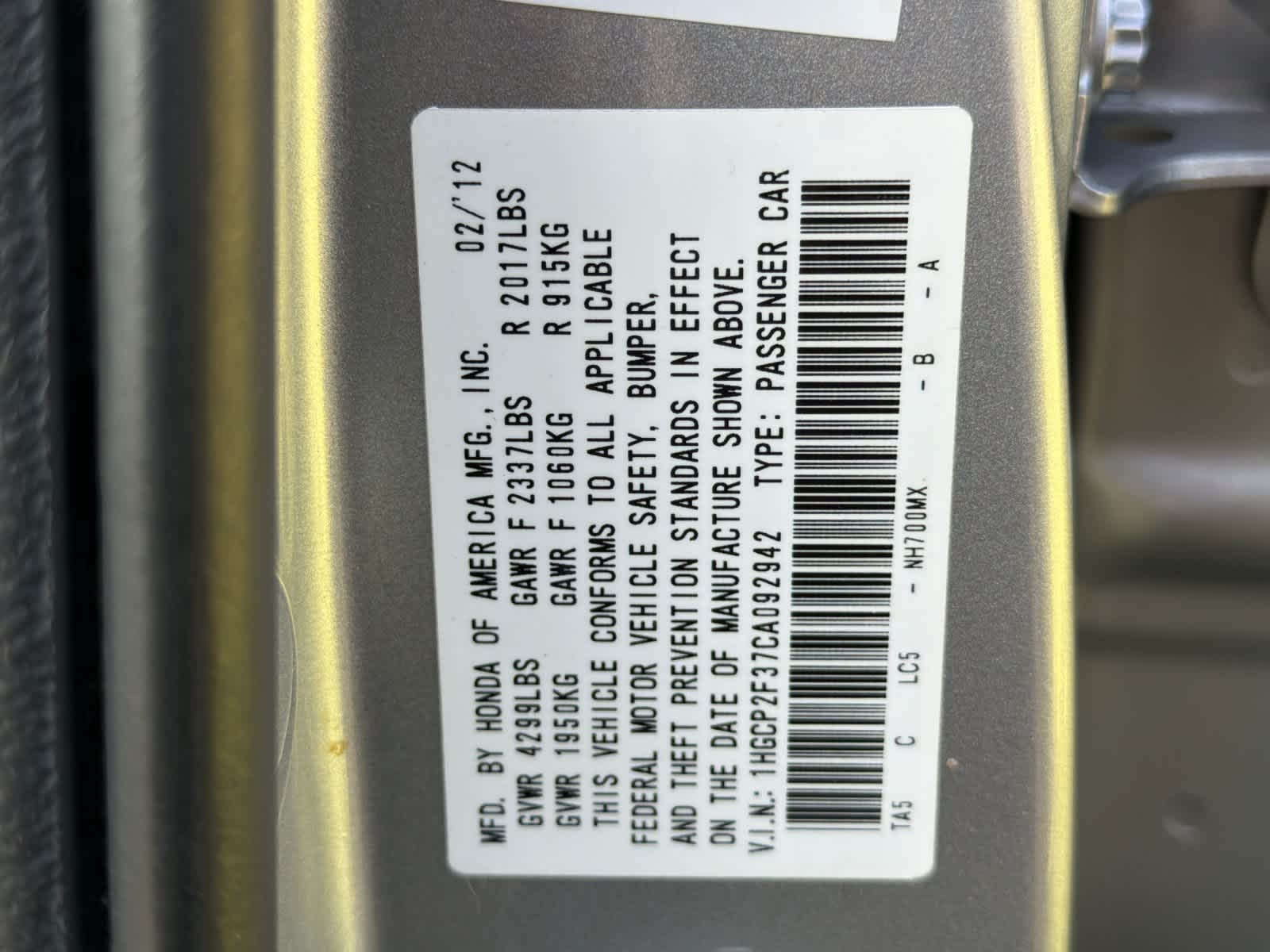 2012 Honda Accord LX