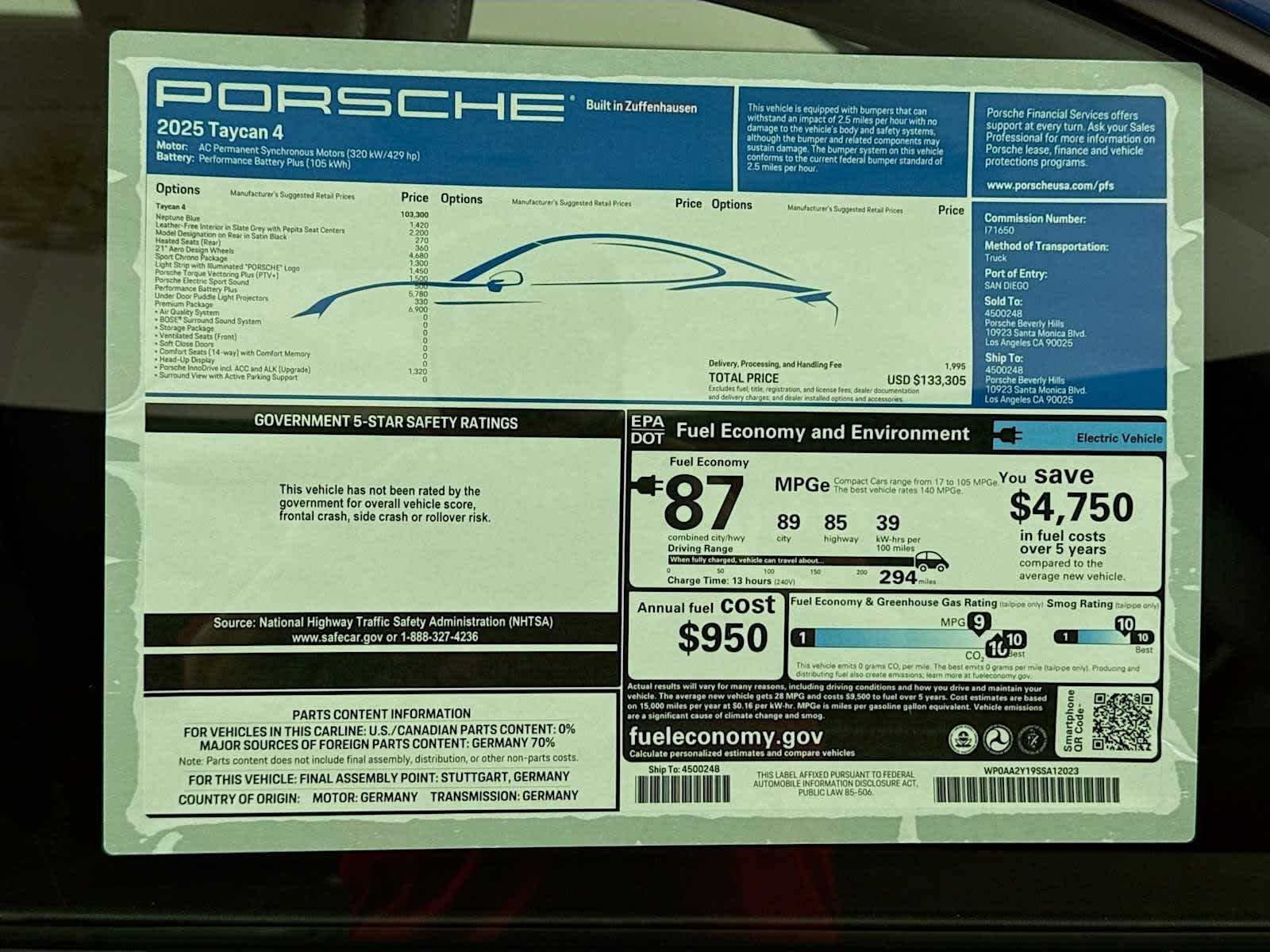 2025 Porsche Taycan Taycan 4