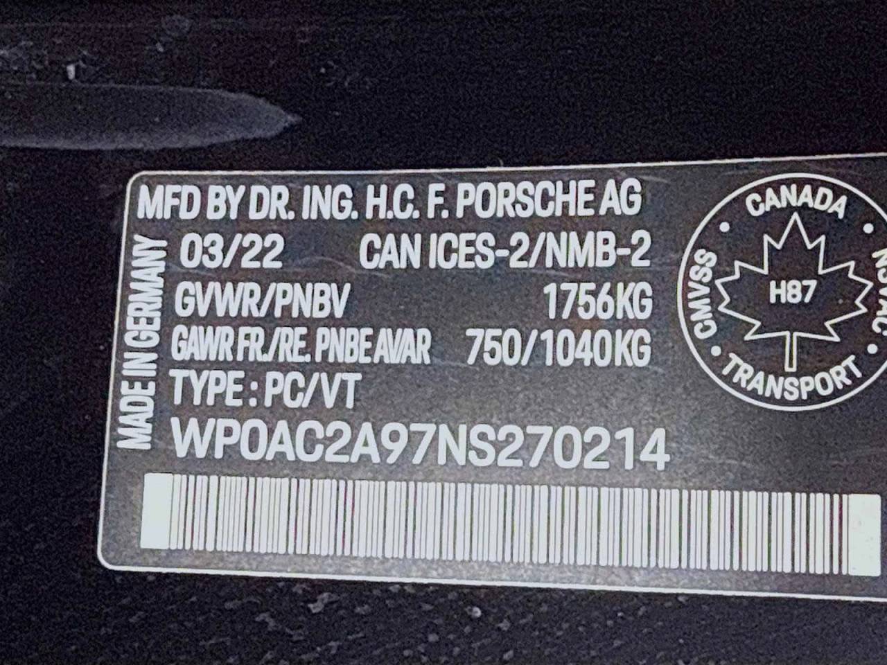 2022 Porsche 911 GT3 w/Touring Package