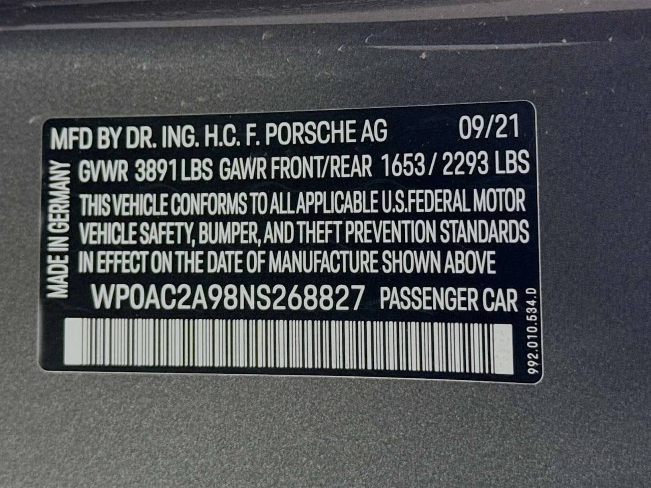 2022 Porsche 911 GT3