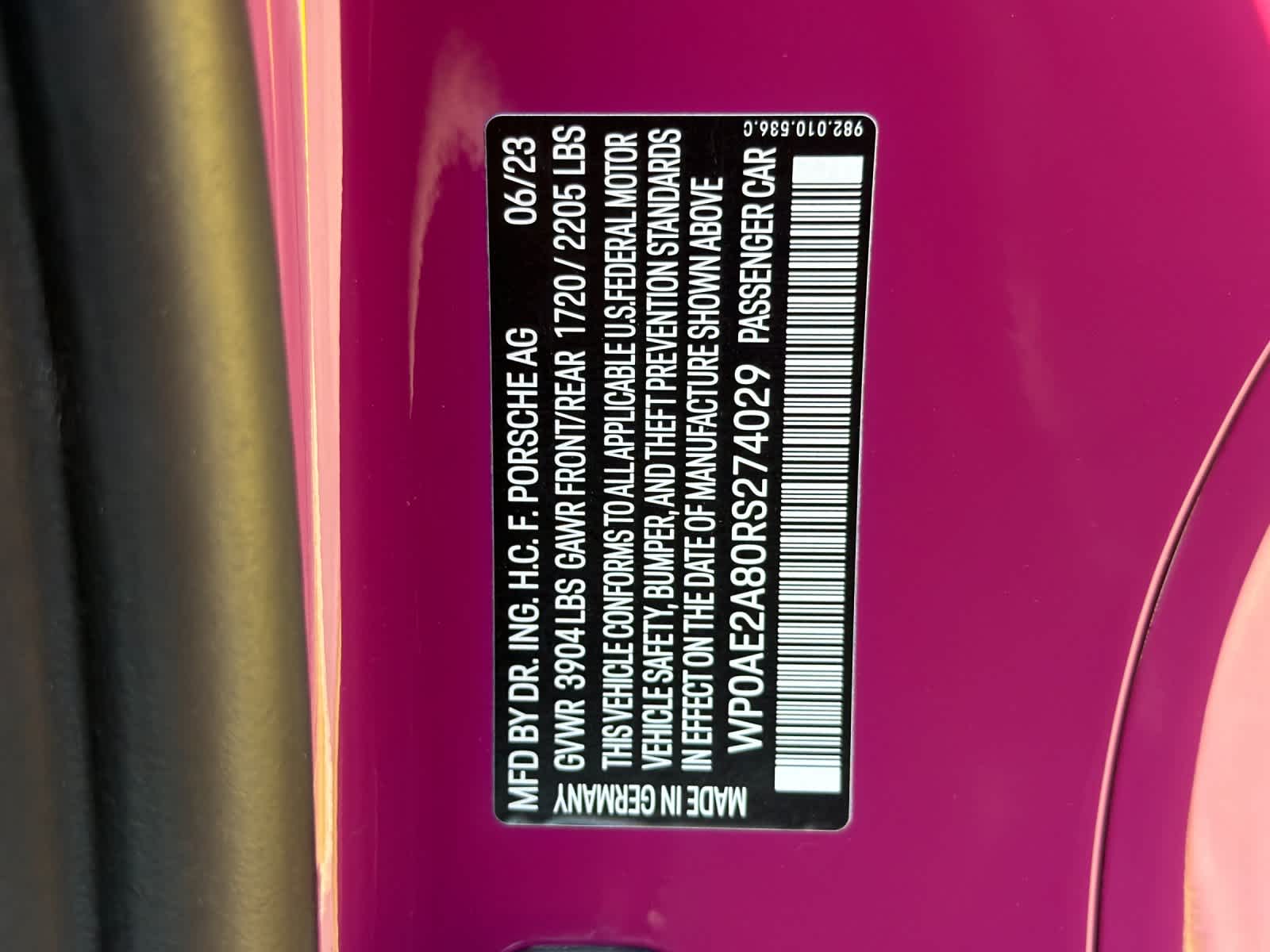 2024 Porsche 718 Cayman 718 Cayman GT4 RS