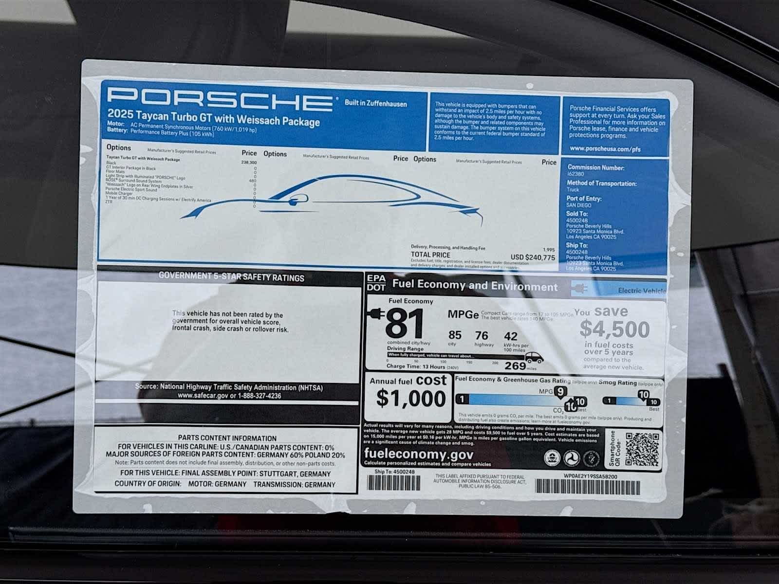 2025 Porsche Taycan Taycan Turbo GT with Weissach Package